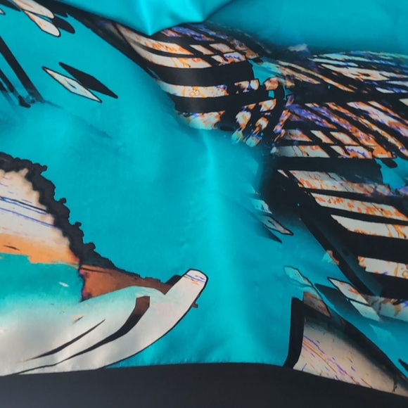 French Parisian Luxury Designer Didier Parakian Watercolor Silk Dress FR 42 - Picture 9 of 9